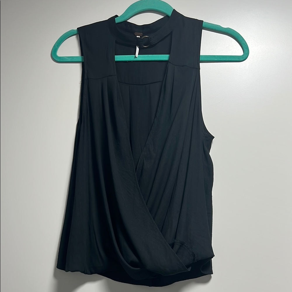 Free People Black Open Cheat Blouse Small